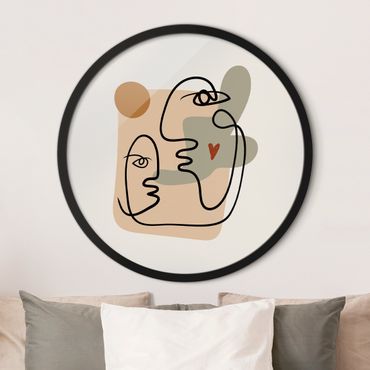 Okrągły obraz w ramie - Picasso Interpretation - Kiss On the Cheek