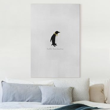 Obraz na płótnie - Cytat Pingwin Witaj przystojniaku