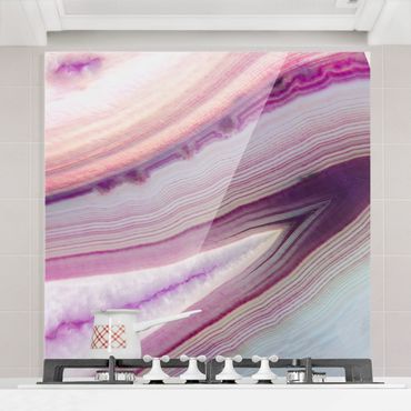 Panel szklany do kuchni - Różowa planeta kryształów