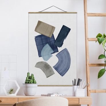 Plakat z wieszakiem - Brush Blocks w kolorze niebieskim i brązowym