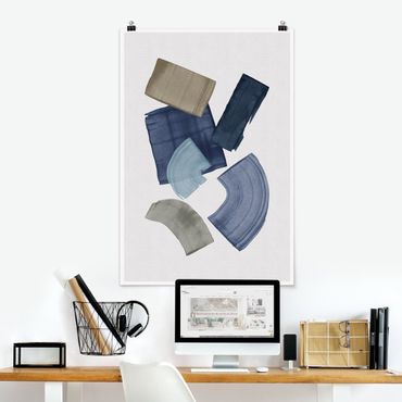 Plakat - Brush Blocks w kolorze niebieskim i brązowym
