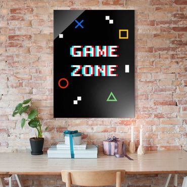 Obraz na szkle - Pixel Text Game Zone