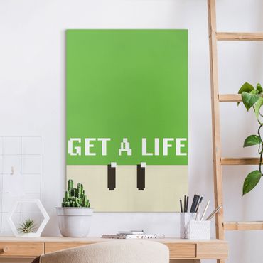 Obraz na płótnie - Pixel Text Get A Life In Green