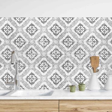 Panel ścienny do kuchni - Portuguese Vintage Ceramic Tiles - Silves Black And White