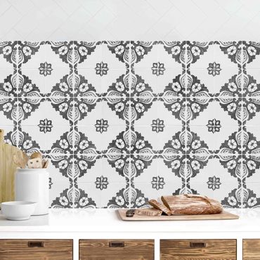 Panel ścienny do kuchni - Portuguese Vintage Ceramic Tiles - Sintra Black And White