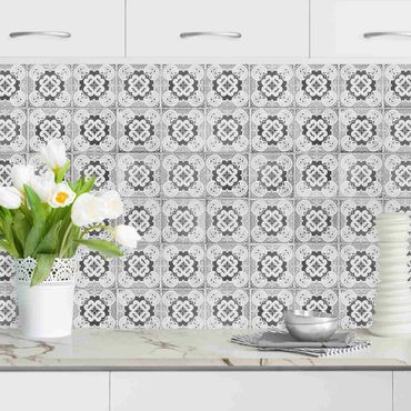 Panel ścienny do kuchni - Portuguese Vintage Ceramic Tiles - Tomar Black And White