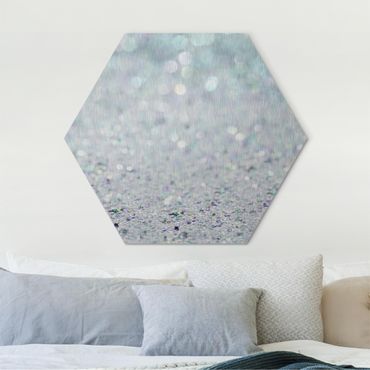 Obraz heksagonalny z Alu-Dibond - Pejzaż z brokatem dla księżniczek w kolorze miętowym