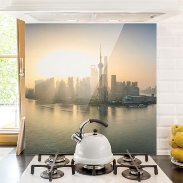 Panel szklany do kuchni - Pudong o wschodzie słońca