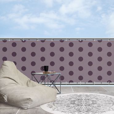 Osłona balkonowa zapewniająca prywatność - Kropki w kolorze ciemnofioletowym