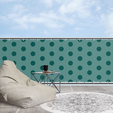 Osłona balkonowa zapewniająca prywatność - Kropki w kolorze sosnowej zieleni