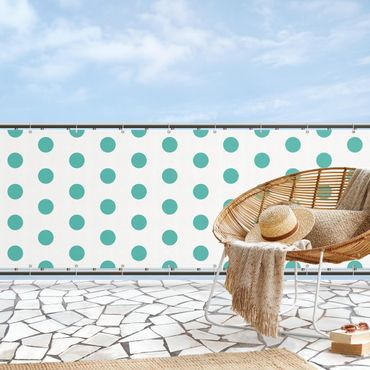 Osłona balkonowa zapewniająca prywatność - Kropki w kolorze turkusowym