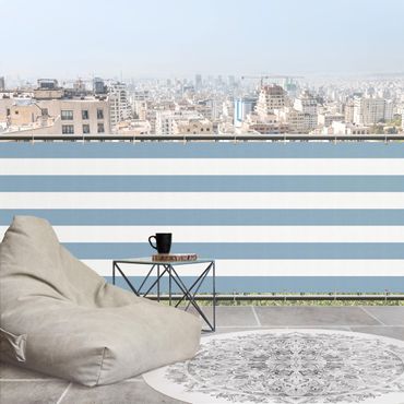Osłona balkonowa zapewniająca prywatność - Poziome paski w pastelowym niebieskim kolorze