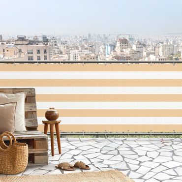 Osłona balkonowa zapewniająca prywatność - Poziome paski w pastelowym pomarańczowym kolorze