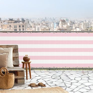 Osłona balkonowa zapewniająca prywatność - Poziome paski w kolorze różowym