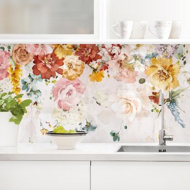 Panel ścienny do kuchni - Trailing Flowers Watercolour Vintage