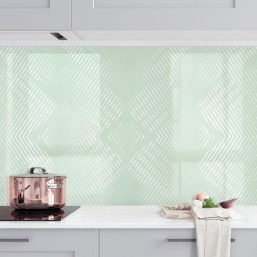 Panel ścienny do kuchni - Wzór rombów z paskami w kolorze miętowej zieleni II