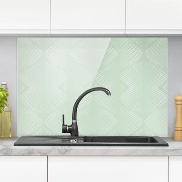 Panel szklany do kuchni - Wzór rombu z paskami w kolorze miętowej zieleni