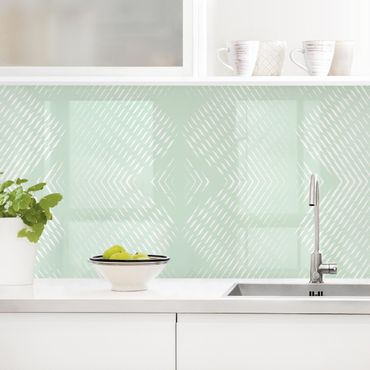 Panel ścienny do kuchni - Wzór rombu z paskami w kolorze miętowej zieleni