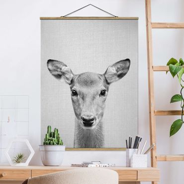 Plakat z wieszakiem - Roe Deer Rita Black And White - Format pionowy 3:4