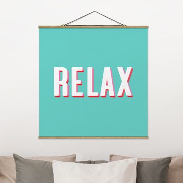 Plakat z wieszakiem - Relax Typo na niebiesko