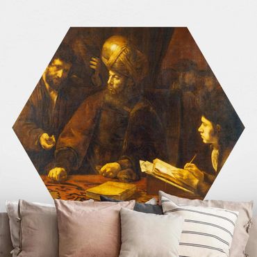 Sześciokątna tapeta samoprzylepna - Rembrandt van Rijn - Przypowieść o robotnikach