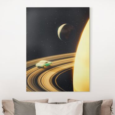 Obraz na płótnie - Retro Collage - Saturn Highway - Format pionowy 3:4
