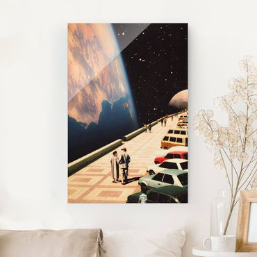 Obraz na szkle - Retro Collage - Boardwalk In Space