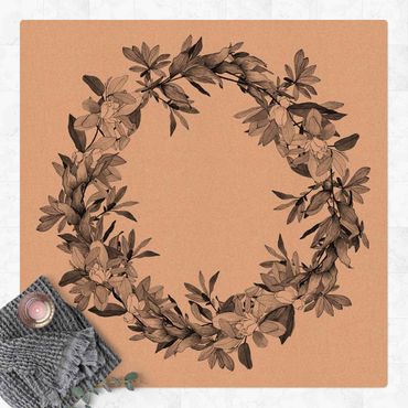 Mata korkowa - Romantyczny wianek z kwiatów szary