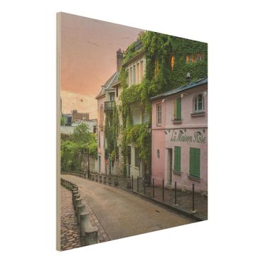 Obraz z drewna - Różowy zmierzch w Paryżu