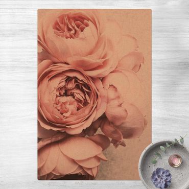Mata korkowa - Kwiaty różowej piwonii Shabby Pastel