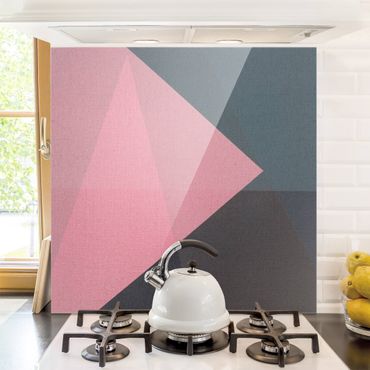 Panel szklany do kuchni - Różowa geometria przezroczystości