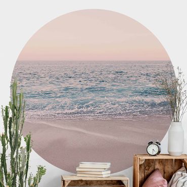 Okrągła tapeta samoprzylepna - Plaża Róży Złotej o poranku
