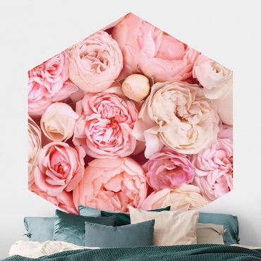 Sześciokątna tapeta samoprzylepna - Rosy Rosé Coral Shabby