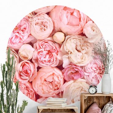 Okrągła tapeta samoprzylepna - Rosy Rosé Coral Shabby