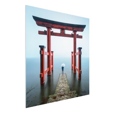 Obraz Forex - Czerwone torii nad jeziorem Ashi