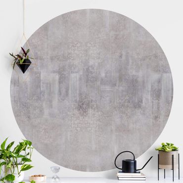 Okrągła tapeta samoprzylepna - Rustic Concrete Pattern Grey