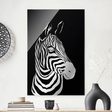 Obraz na szkle - Safari Animals - Portret zebry czarny