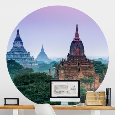 Okrągła tapeta samoprzylepna - Budynek sakralny w Bagan