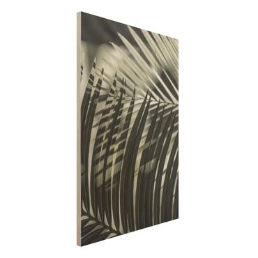 Obraz z drewna - Gra cieni na liściu palmy