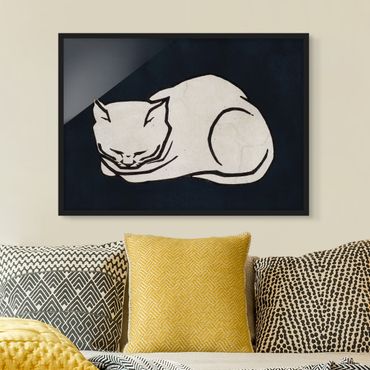Plakat w ramie - Ilustracja przedstawiająca śpiącego kota