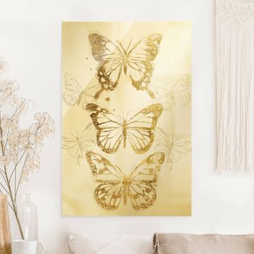 Obraz na szkle - Kompozycja motyla w złocie I