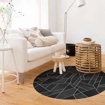 Okrągły dywan winylowy - czarno-biały Geometry Watercolour