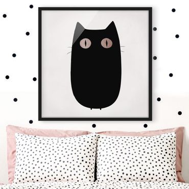 Plakat w ramie - Ilustracja czarnego kota