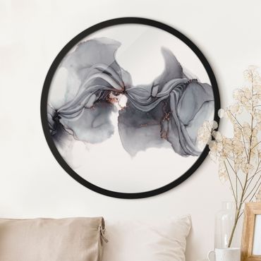 Okrągły obraz w ramie - Black Medusa With Coppery Shimmer