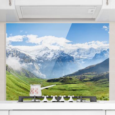 Panel szklany do kuchni - Szwajcarska panorama alpejska