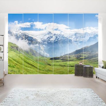 Zasłony panelowe zestaw - Szwajcarska panorama alpejska