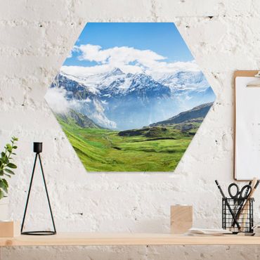 Obraz heksagonalny z Forex - Szwajcarska panorama alpejska