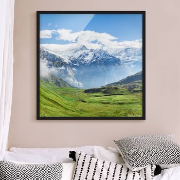Plakat w ramie - Szwajcarska panorama alpejska