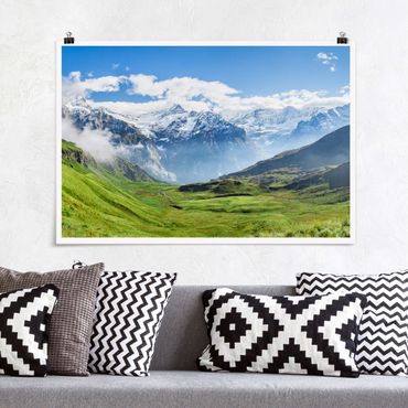 Plakat - Szwajcarska panorama alpejska