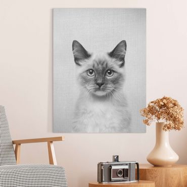 Obraz na płótnie - Siamese Cat Sibylle Black And White - Format pionowy 3:4